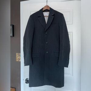 Vintage Moschino Jeans Grey Pinstripe Wool Blend Single-Breasted Coat Sz EU 50